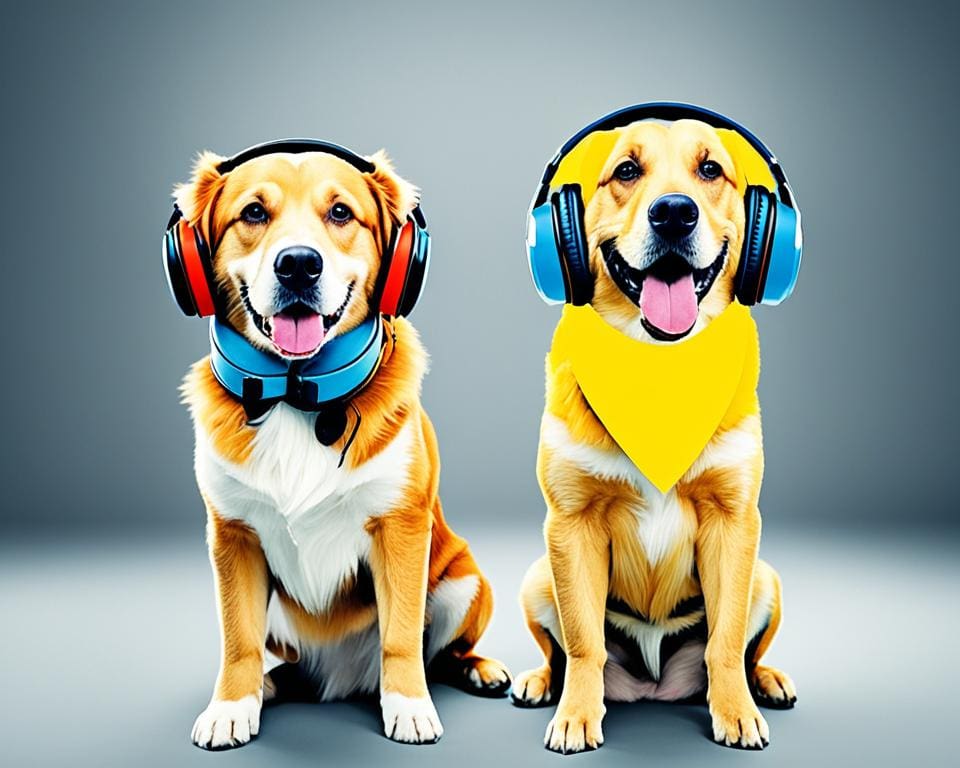 honden met koptelefoon