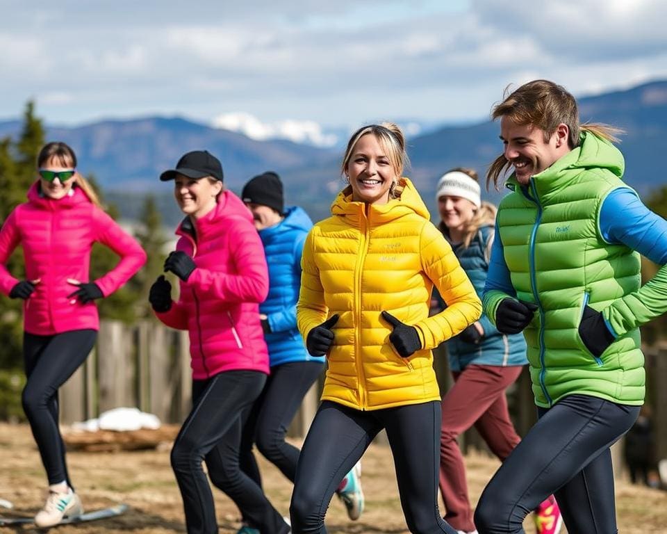 Warme donsbodywarmers voor sportieve buitenactiviteiten